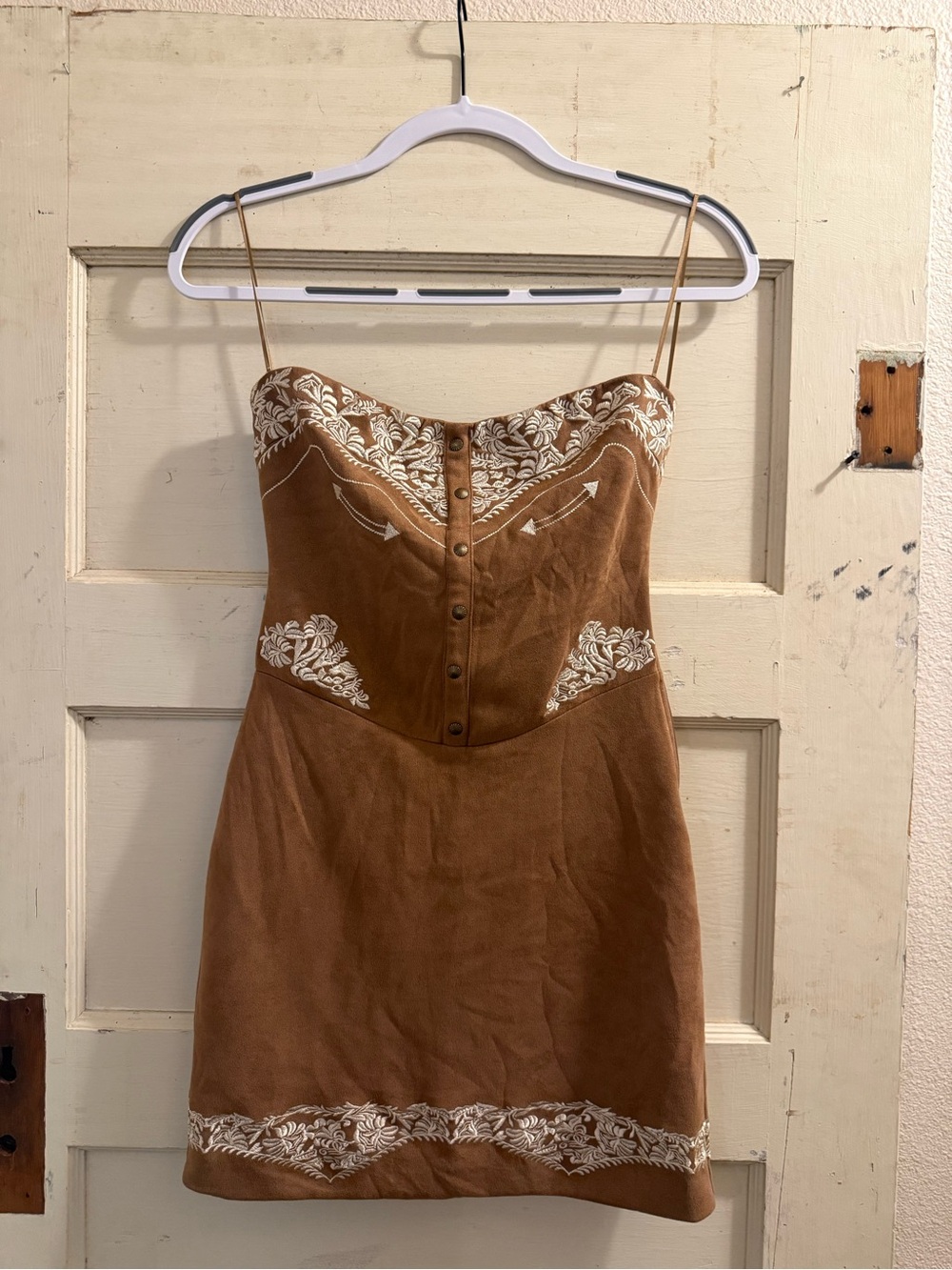 Windsor Brown Embroidered Western Corset Mini Dress Size Small